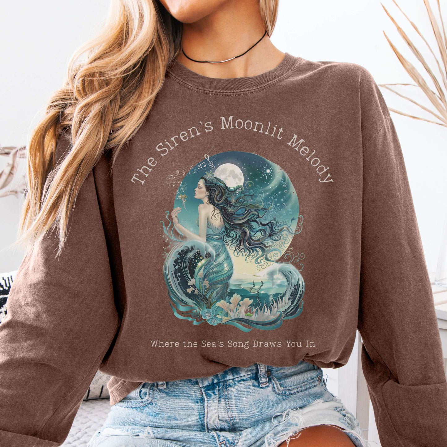Long-sleeve Espresso / S The Siren’s Moonlit Melody Mythology Long Sleeve Tee The Mystic Eden
