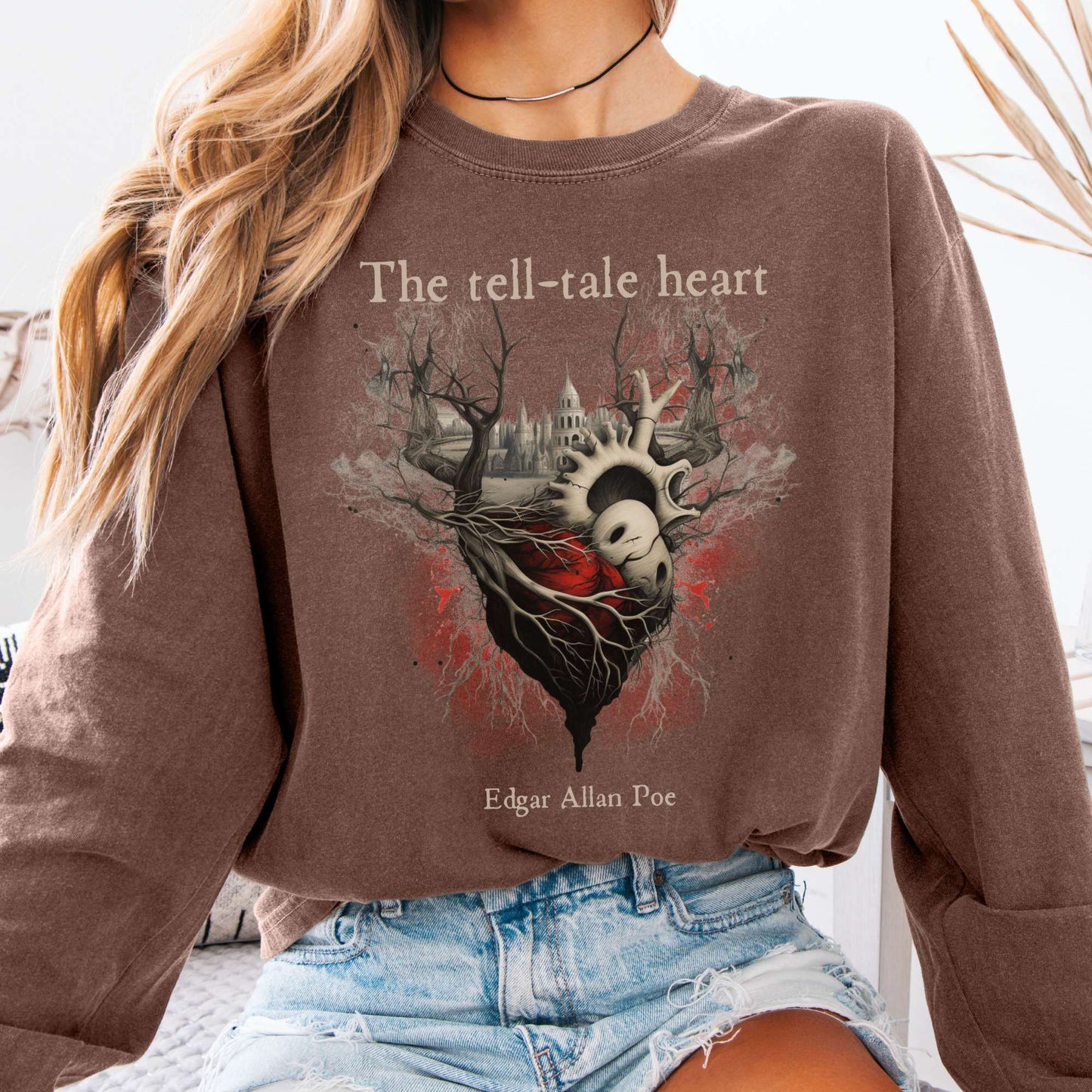 Long-sleeve Espresso / S The Tell Tale Heart Edgar Allan Poe Long Sleeve Tee The Mystic Eden