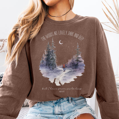Long-sleeve Espresso / S The Woods Are Lovely Dark And Deep Robert Frost Long Sleeve The Mystic Eden