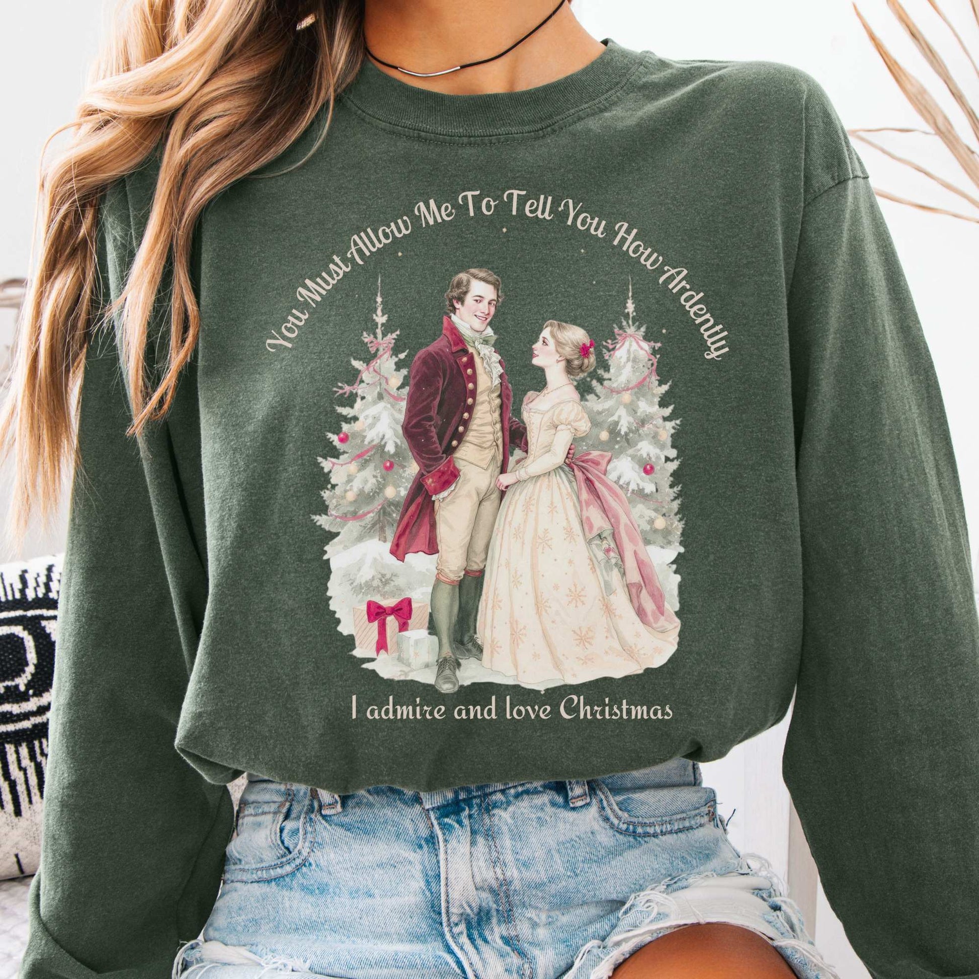 Long-sleeve Hemp / S Admire & Love Christmas - Pride & Prejudice Christmas Long Sleeve Shirt The Mystic Eden