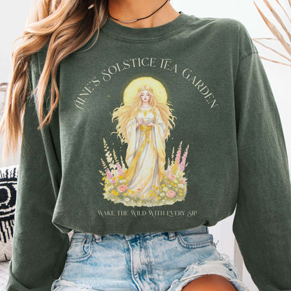 Long-sleeve Hemp / S Áine’s Solstice Tea Garden Celtic Goddess Long Sleeve The Mystic Eden