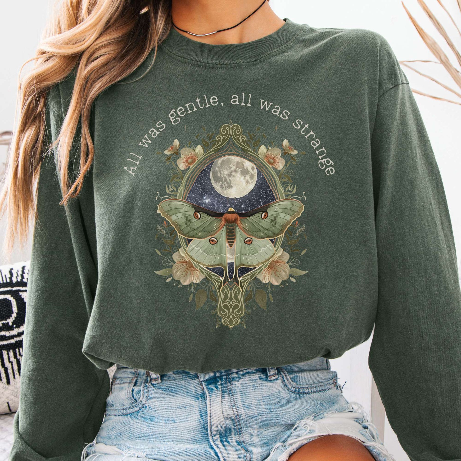 Long-sleeve Hemp / S All Was Gentle All Was Strange Edgar Allan Poe Long Sleeve The Mystic Eden