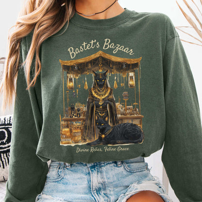 Long-sleeve Hemp / S Bastet's Bazaar Goddess Long Sleeve Shirt The Mystic Eden