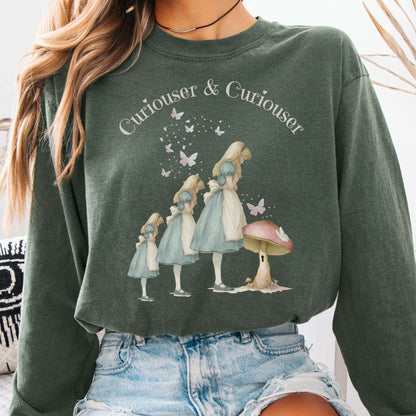 Long-sleeve Hemp / S Curiouser and Curiouser Alice Long Sleeve Tee The Mystic Eden