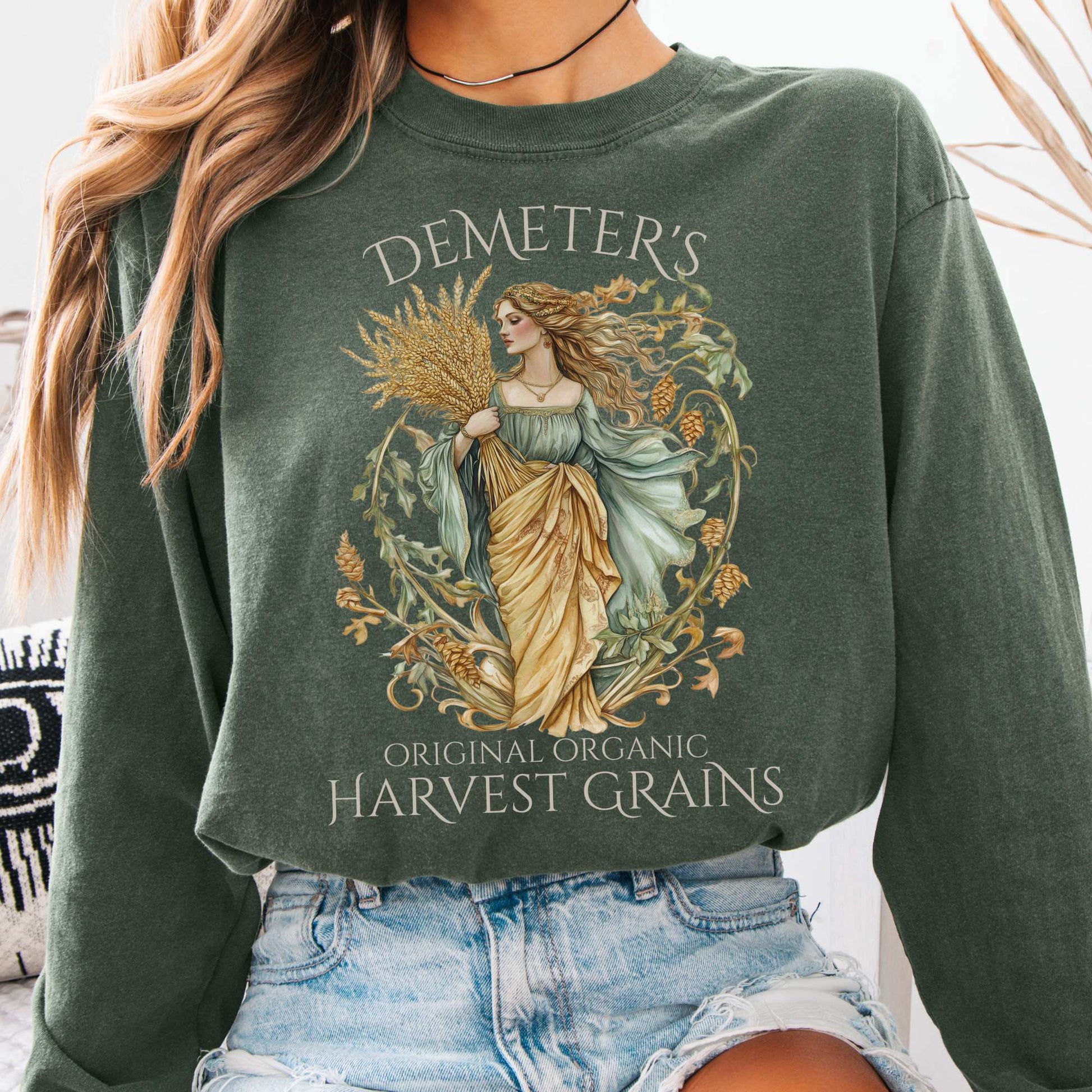 Long-sleeve Hemp / S Demeter's Original Organic Harvest Grains Long Sleeve T-Shirt The Mystic Eden
