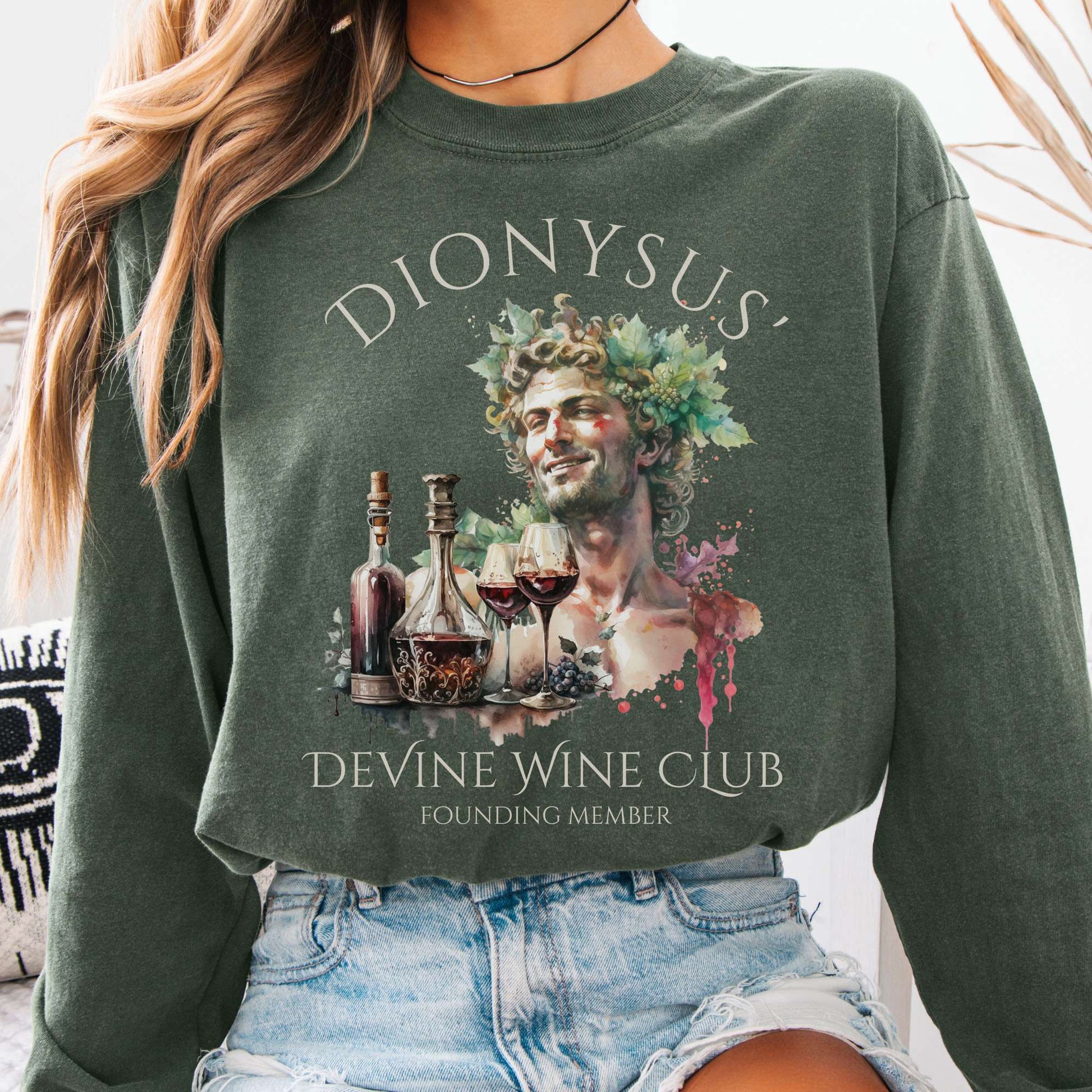Long-sleeve Hemp / S Dionysus' Divine Wine Club Mythology Long Sleeve Tee The Mystic Eden