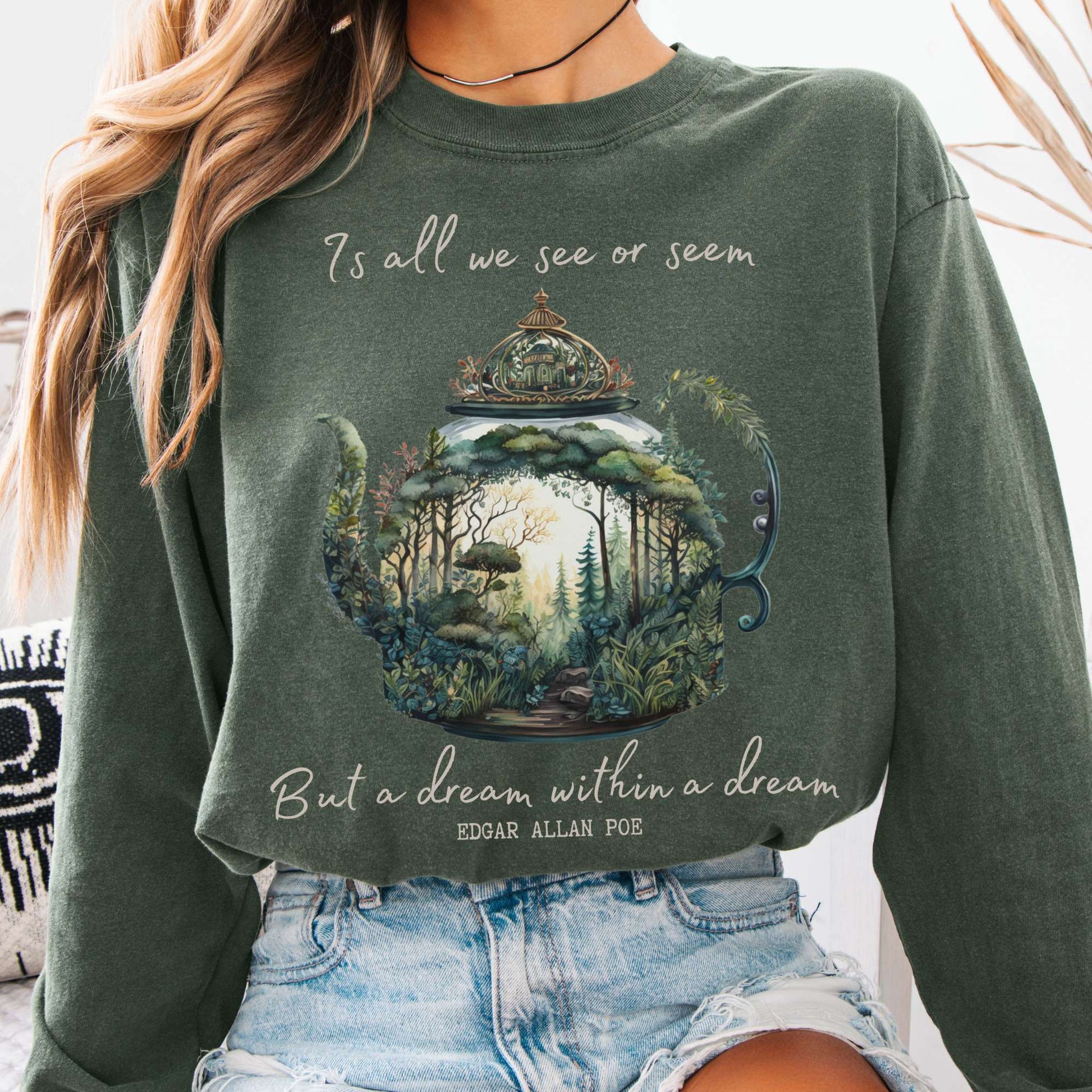 Long-sleeve Hemp / S Dream Within A Dream Poe Long Sleeved Shirt The Mystic Eden