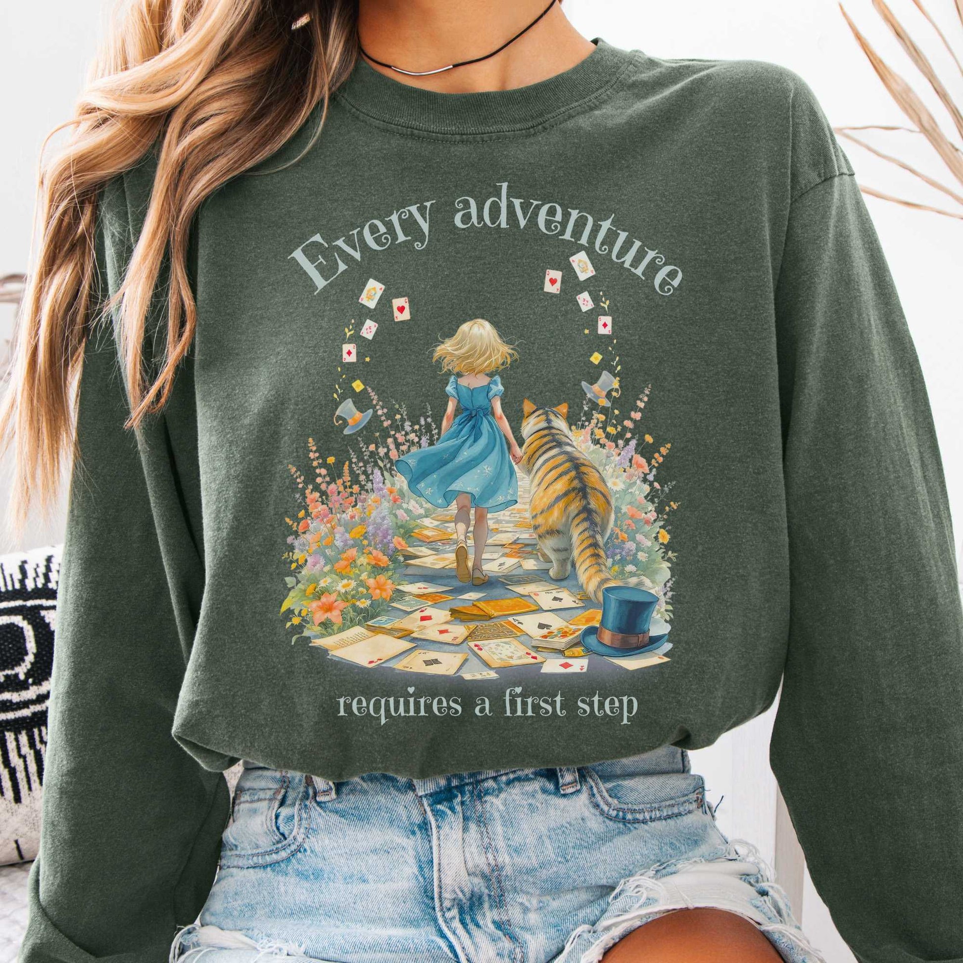 Long-sleeve Hemp / S Every Adventure Requires a First Step Alice Long Sleeve The Mystic Eden