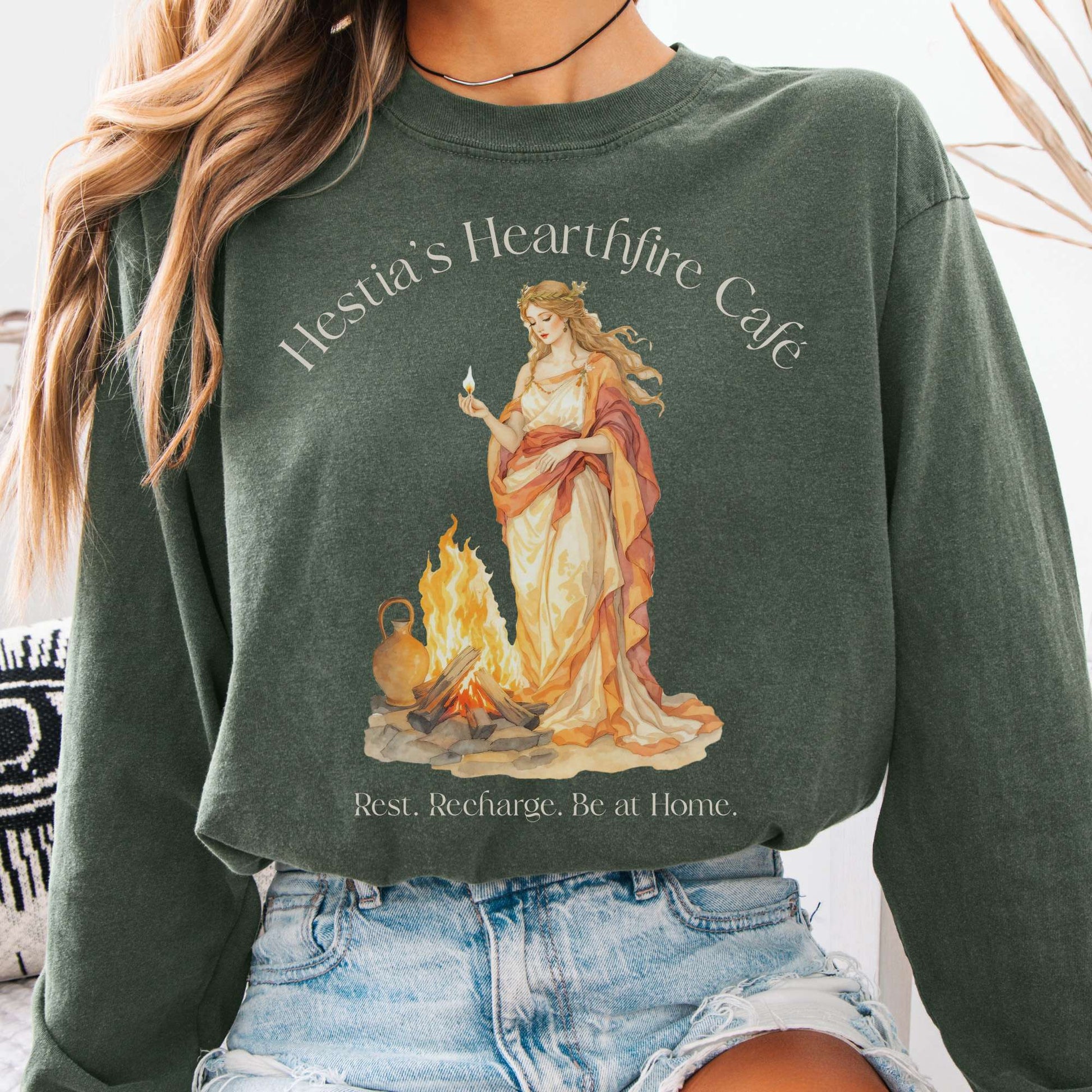 Long-sleeve Hemp / S Hestia’s Hearthfire Café Mythology Long Sleeve The Mystic Eden