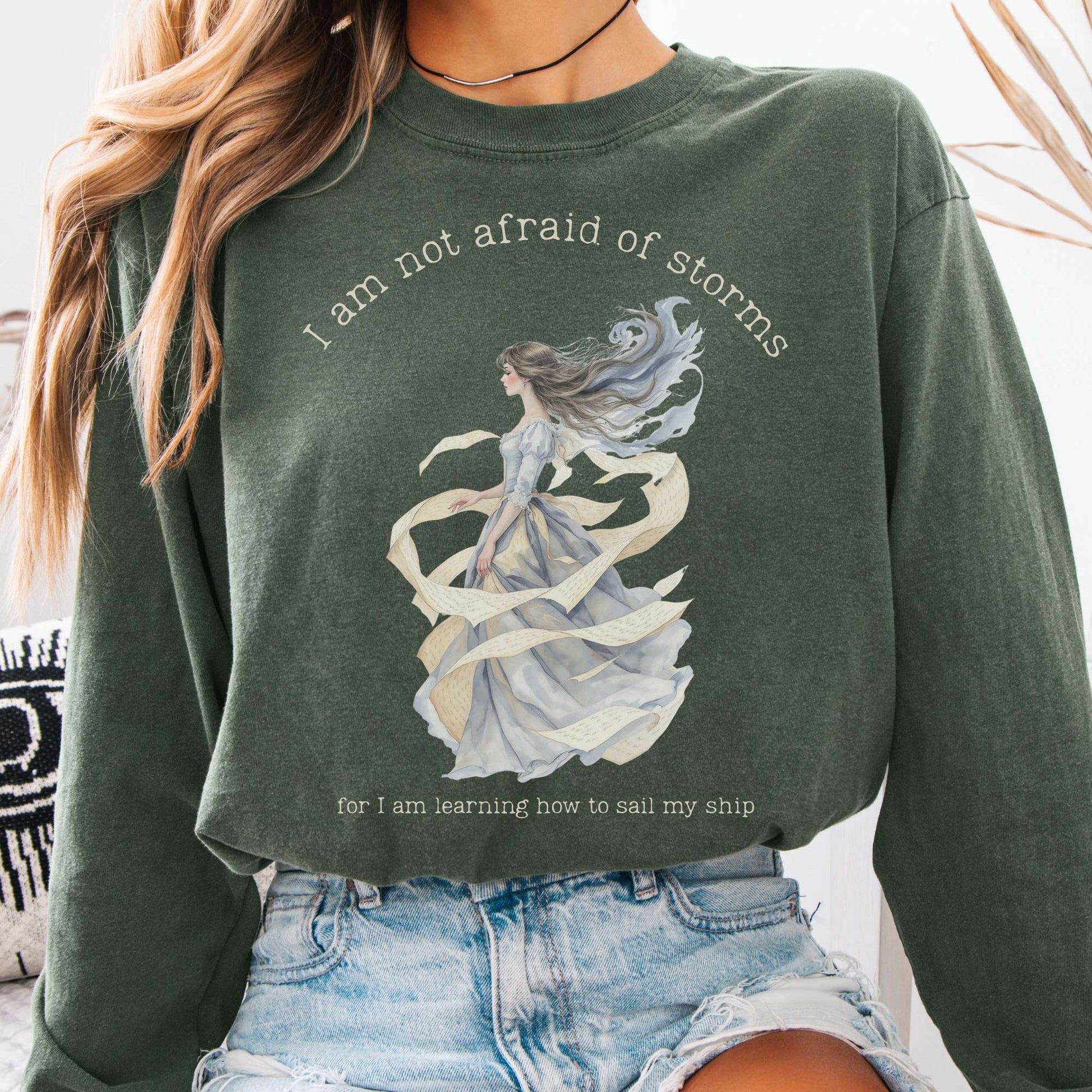 Long-sleeve Hemp / S I Am Not Afraid of Storms Little Women Long Sleeve Tee The Mystic Eden