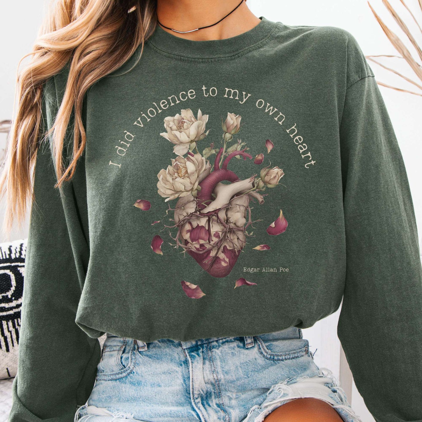 Long-sleeve Hemp / S I Did Violence to My Own Heart Edgar Allan Poe Long Sleeve The Mystic Eden