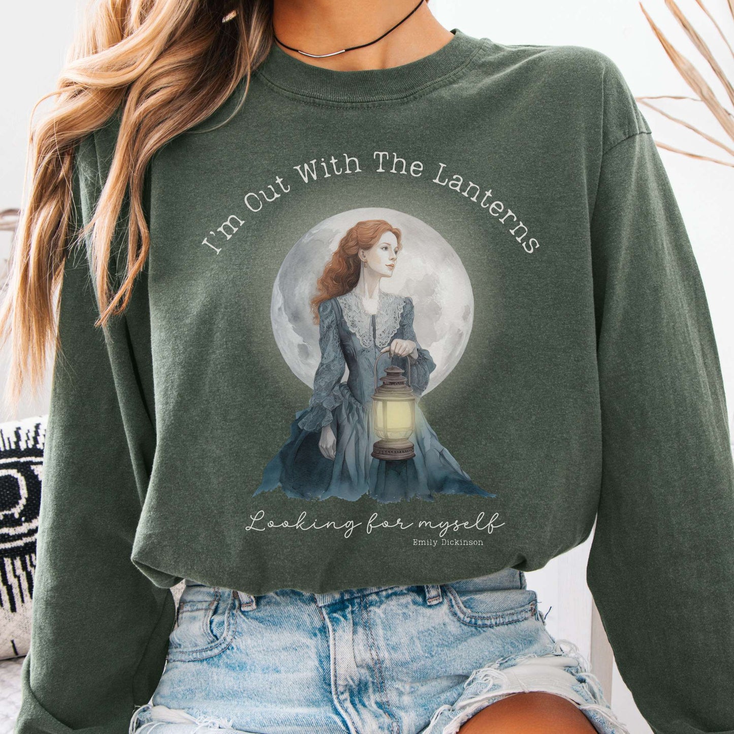 Long-sleeve Hemp / S I'm Out With The Lanterns Looking For Myself Emily Dickinson Long Sleeve The Mystic Eden