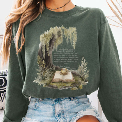 Long-sleeve Hemp / S I Went to the Woods Henry David Thoreau Long Sleeve Tee The Mystic Eden