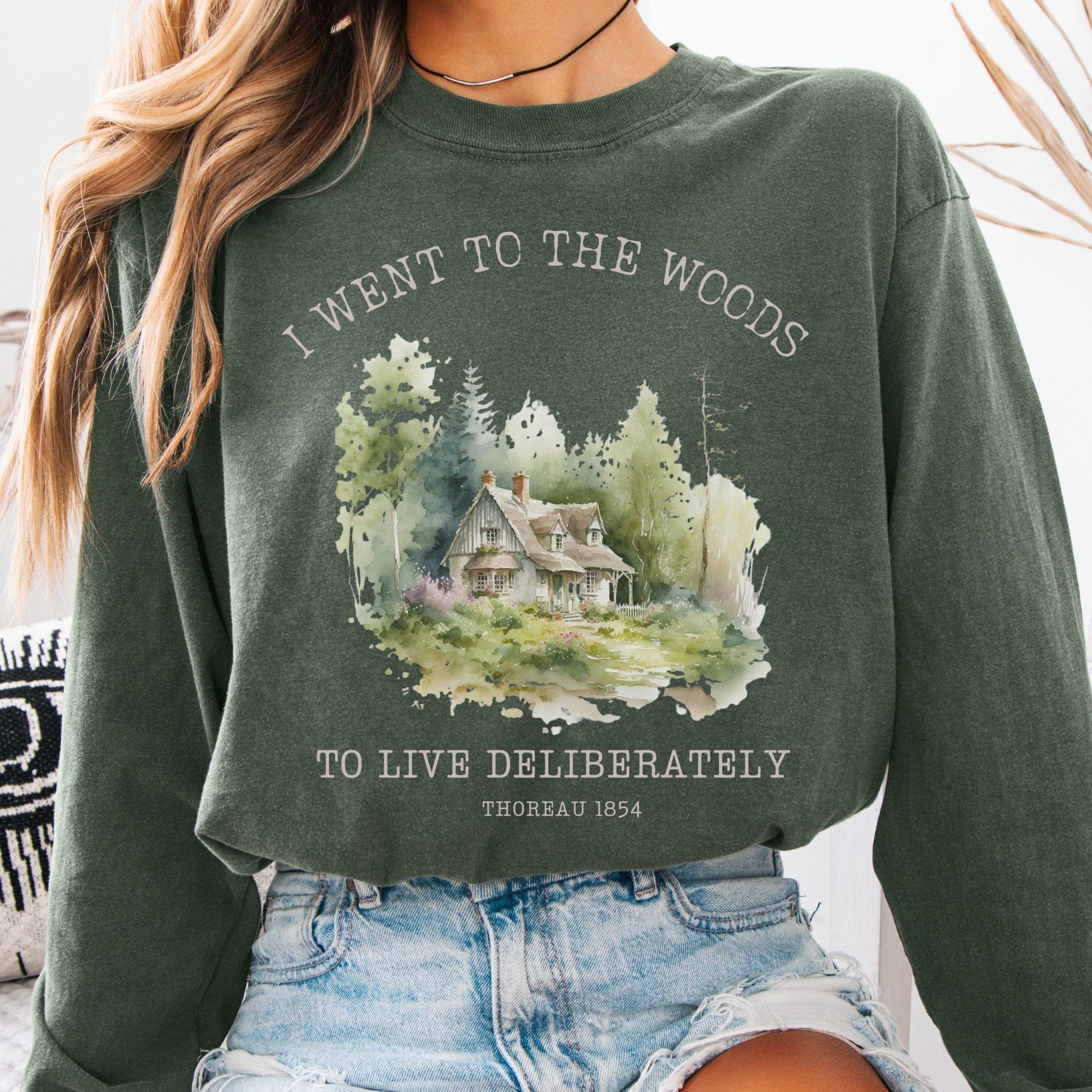 Long-sleeve Hemp / S I Went To the Woods To Live Deliberately Cottage Edition Long Sleeve The Mystic Eden