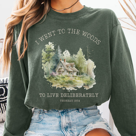 Long-sleeve Hemp / S I Went To the Woods To Live Deliberately Cottage Edition Long Sleeve The Mystic Eden