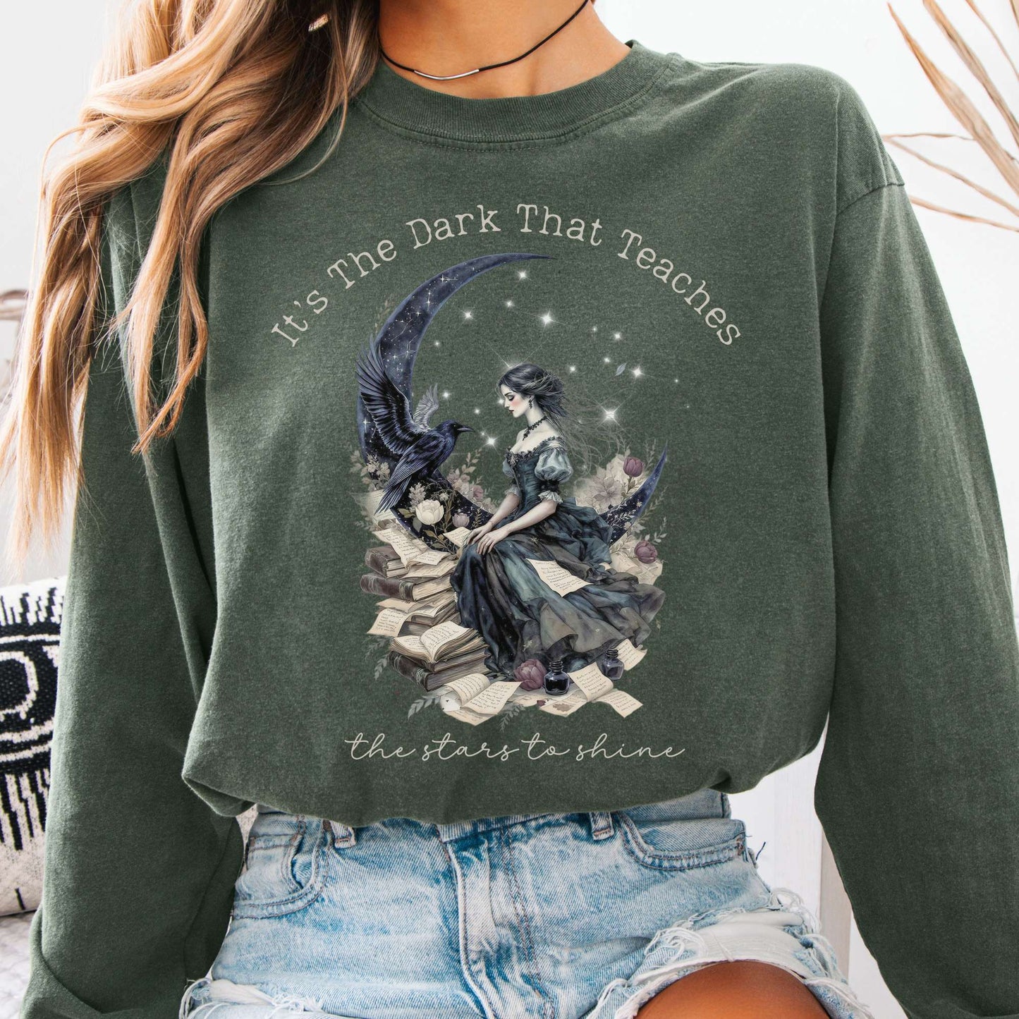 Long-sleeve Hemp / S Its the Dark That Teaches the Stars to Shine Poe Inspired Long Sleeve The Mystic Eden