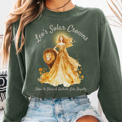 Long-sleeve Hemp / S Leo's Solar Crowns Zodiac Long Sleeve Tee The Mystic Eden