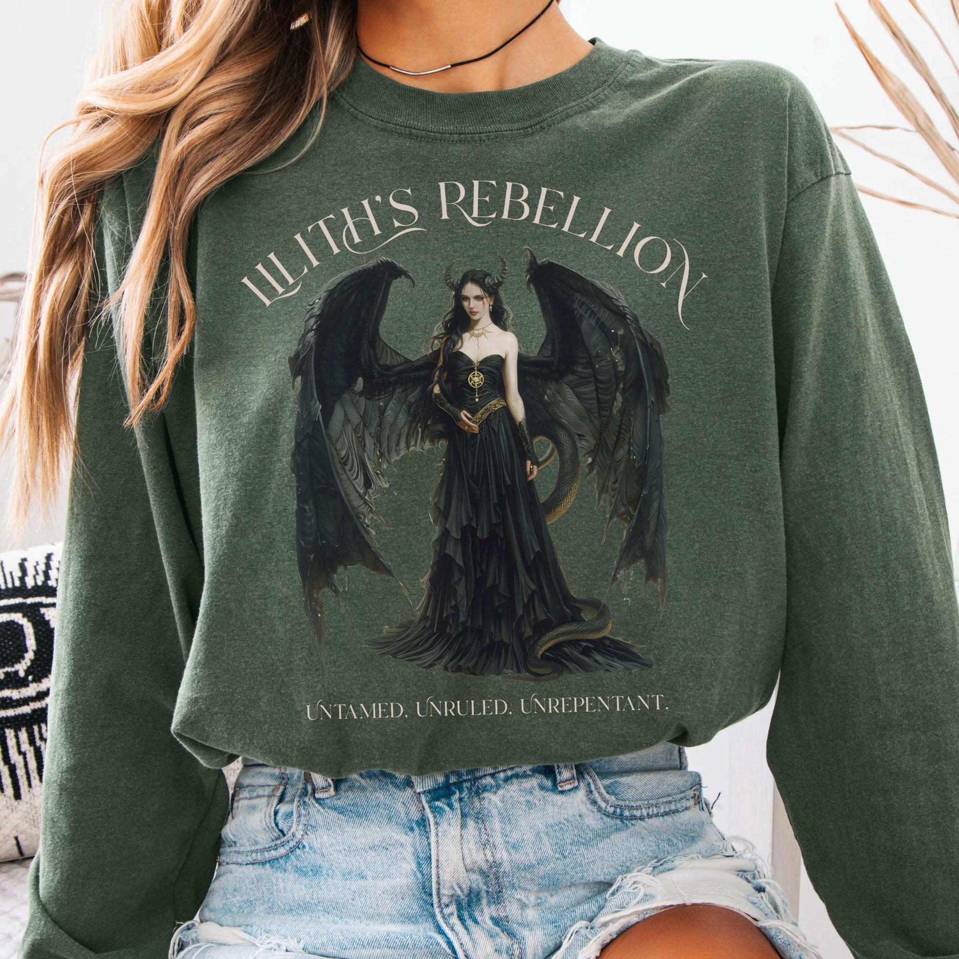 Long-sleeve Hemp / S Lilith's Rebellion Goddess Long Sleeve T-Shirt The Mystic Eden