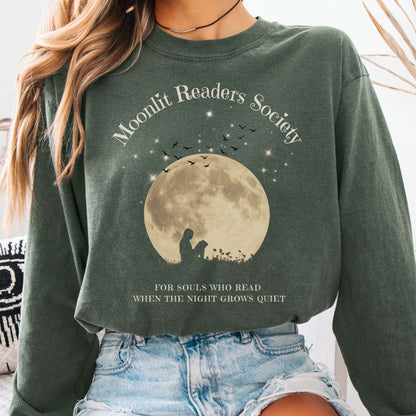 Long-sleeve Hemp / S Moonlit Readers Society Long Sleeve Tee The Mystic Eden