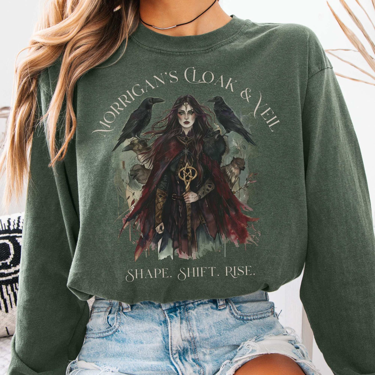 Long-sleeve Hemp / S Morrigan's Cloak & Veil Shape Shift Rise Long Sleeve Shirt The Mystic Eden