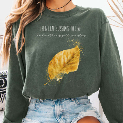 Long-sleeve Hemp / S Nothing Gold Can Stay Robert Frost Long Sleeve Tee The Mystic Eden