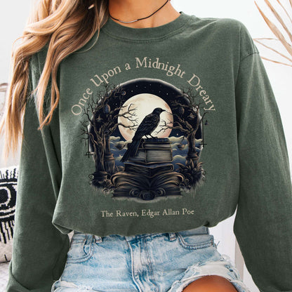 Long-sleeve Hemp / S Once Upon a Midnight Dreary Edgar Allan Poe Long Sleeved Shirt The Mystic Eden