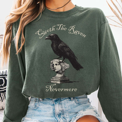 Long-sleeve Hemp / S Quoth the Raven Nevermore Poe Long Sleeve The Mystic Eden