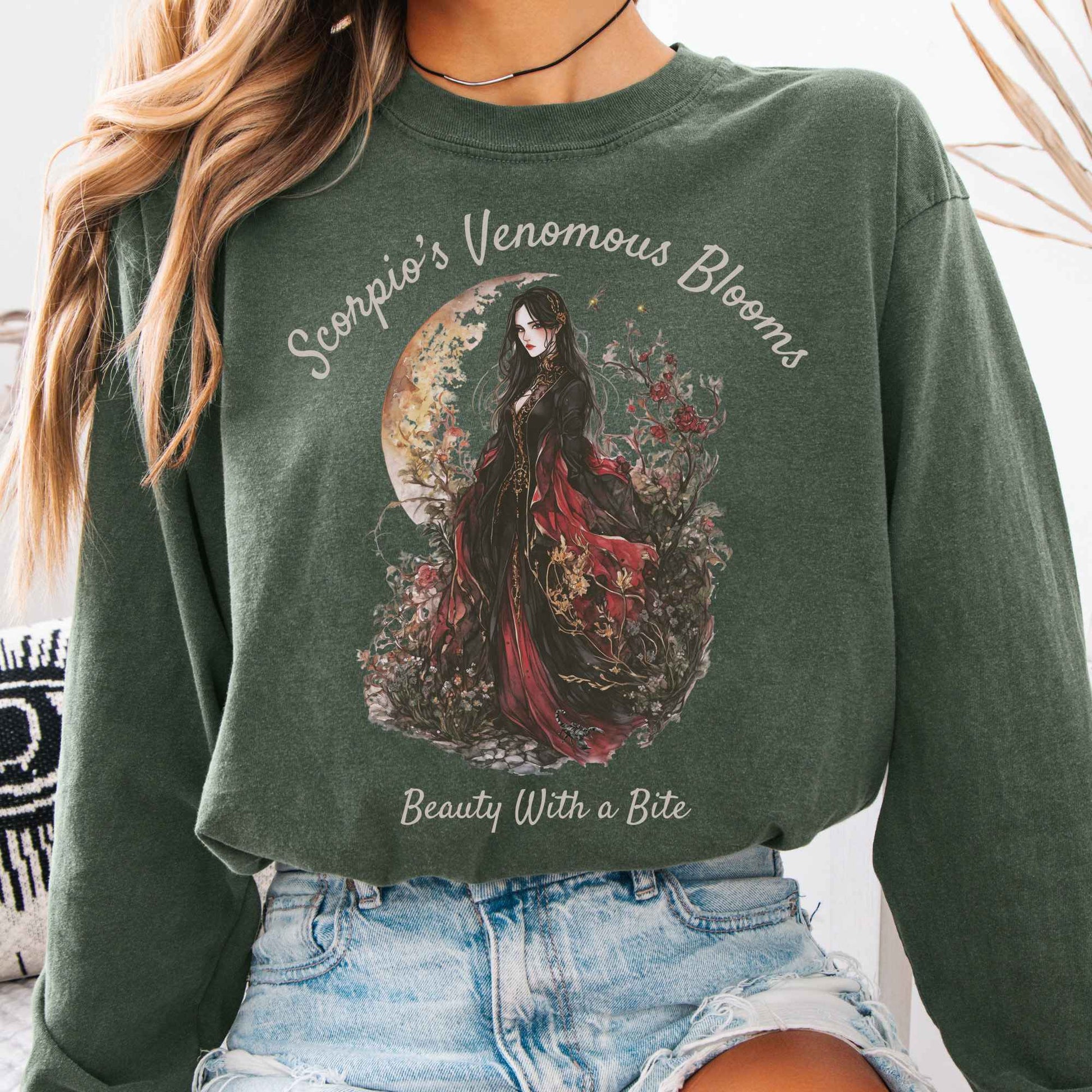 Long-sleeve Hemp / S Scorpio's Venomous Blooms Long Sleeved Shirt The Mystic Eden