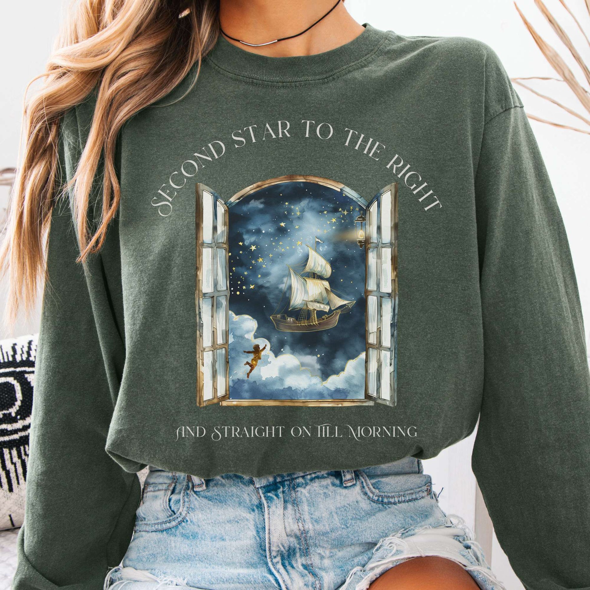 Long-sleeve Hemp / S Second Star to the Right Peter Pan Long Sleeve Tee The Mystic Eden