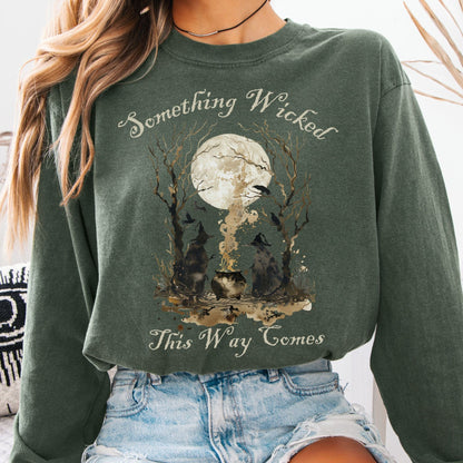 Long-sleeve Hemp / S Something Wicked This Way Comes Shakespeare Macbeth Witches Long Sleeve Shirt The Mystic Eden