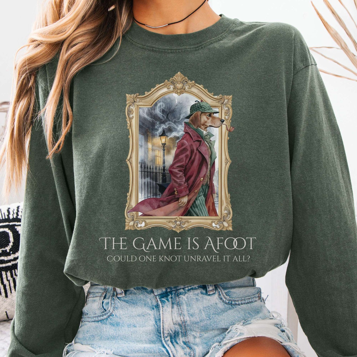 Long-sleeve Hemp / S The Game Is Afoot Sherlock Holmes Long Sleeve Tee The Mystic Eden