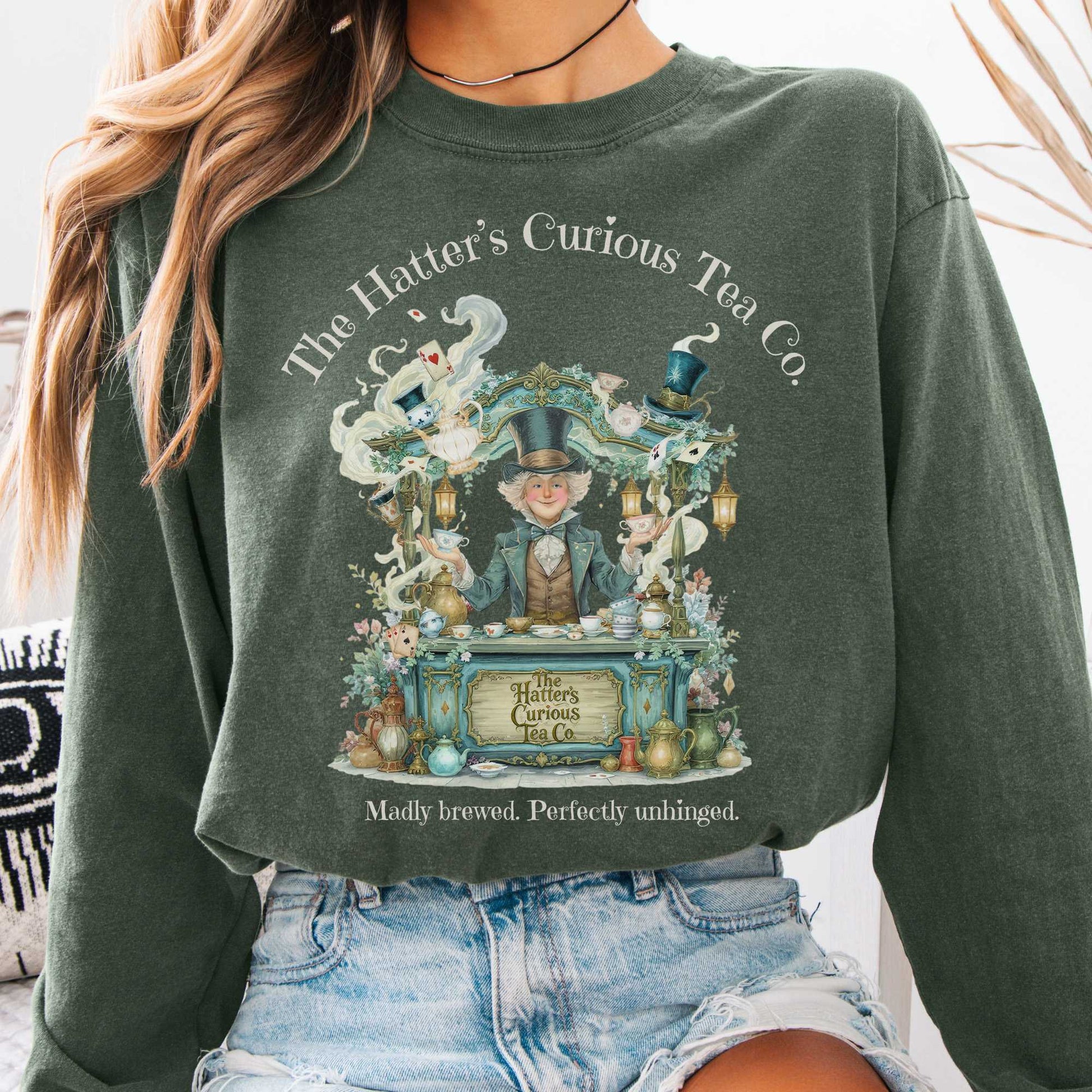 Long-sleeve Hemp / S The Hatters Curious Tea Co Long Sleeve Tee The Mystic Eden