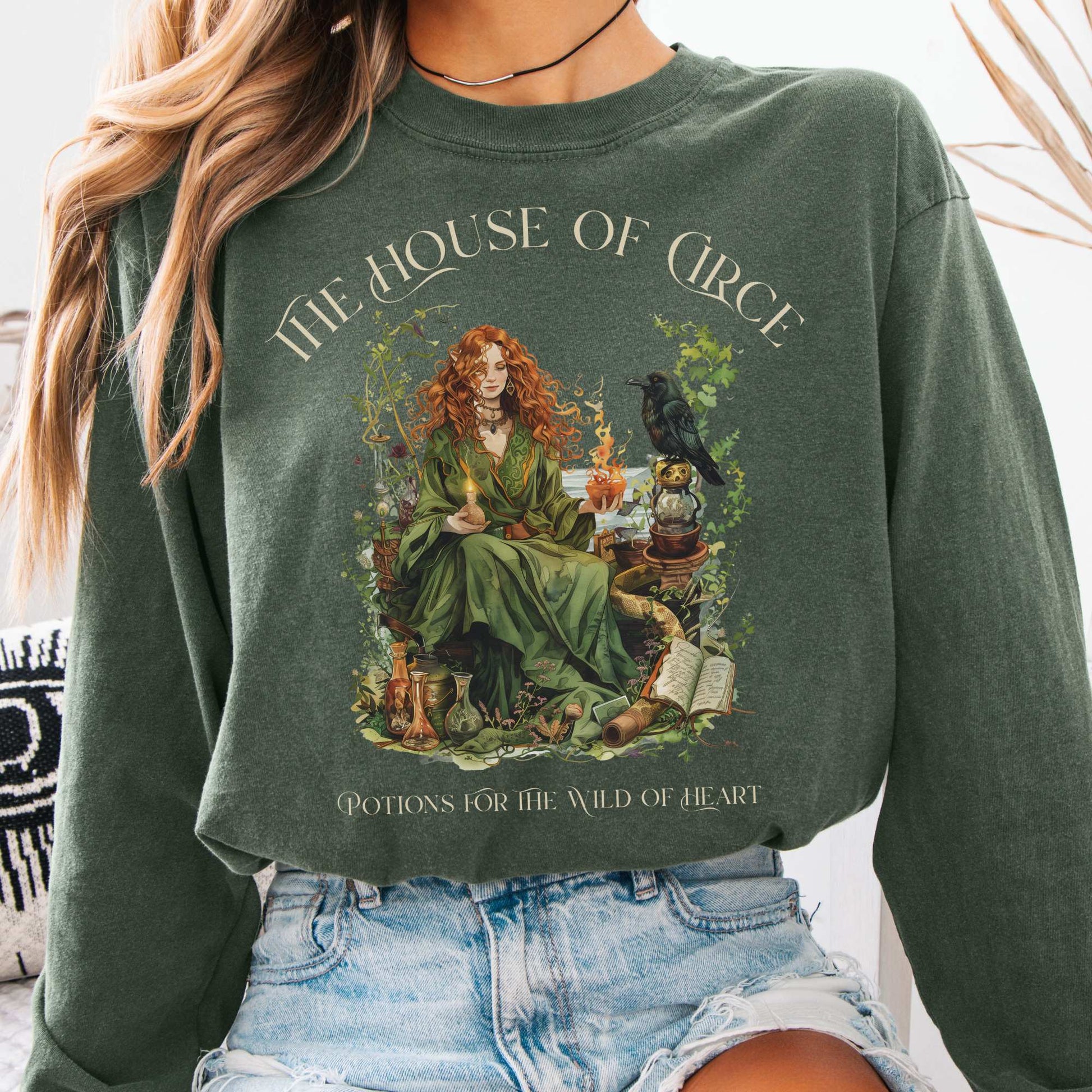 Long-sleeve Hemp / S The House of Circe Goddess Long Sleeve T-Shirt The Mystic Eden