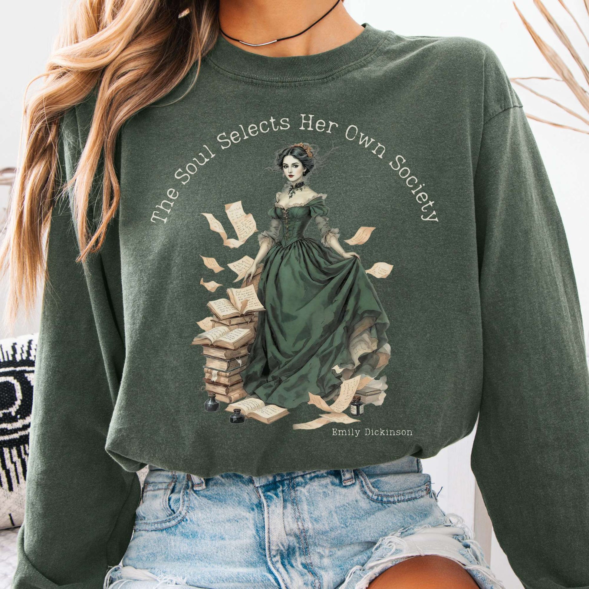 Long-sleeve Hemp / S The Soul Selects Her Own Society Emily Dickinson Long Sleeve Tee The Mystic Eden