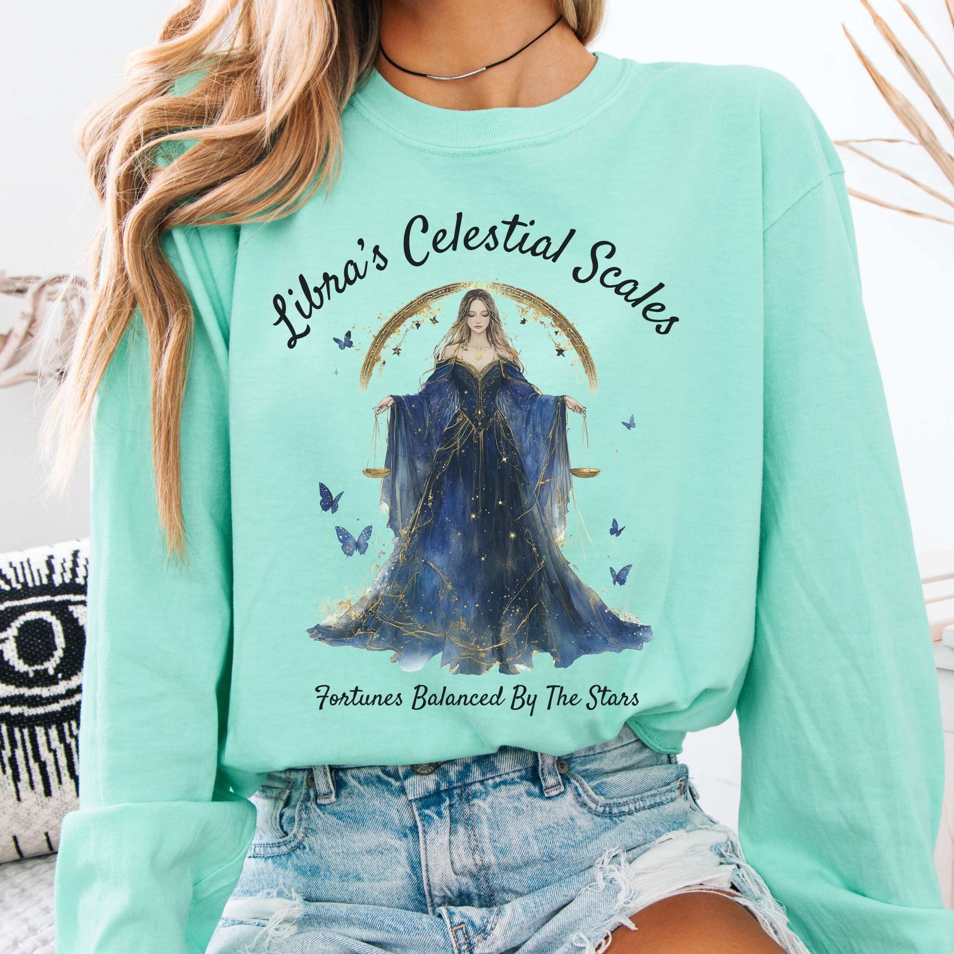 Long-sleeve Island Reef / S Libra's Celestial Scales Zodiac Long Sleeve Shirt The Mystic Eden