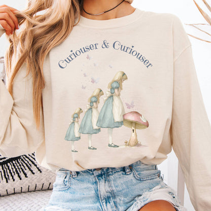 Long-sleeve Ivory / S Curiouser and Curiouser Alice Long Sleeve Tee The Mystic Eden