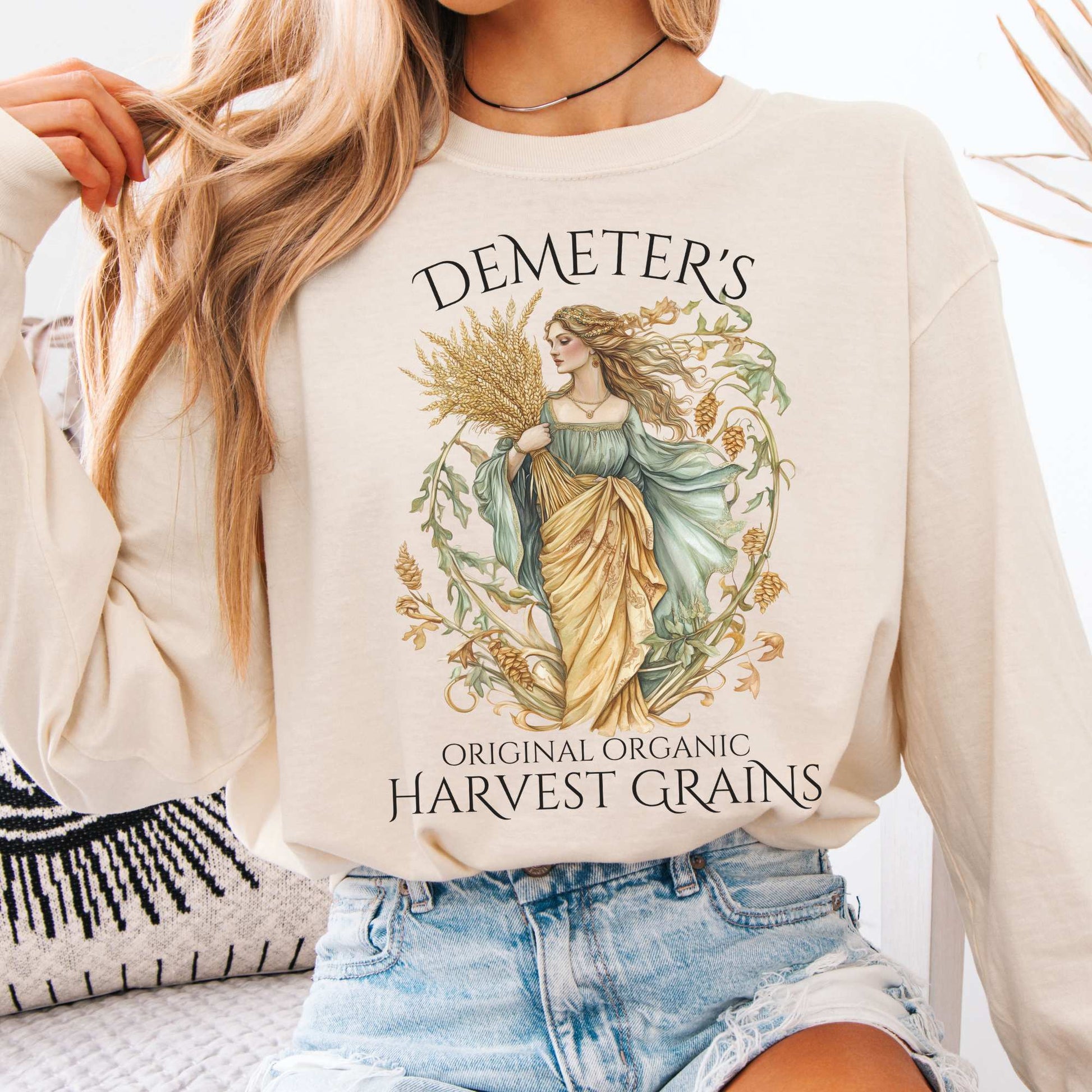Long-sleeve Ivory / S Demeter's Original Organic Harvest Grains Long Sleeve T-Shirt The Mystic Eden