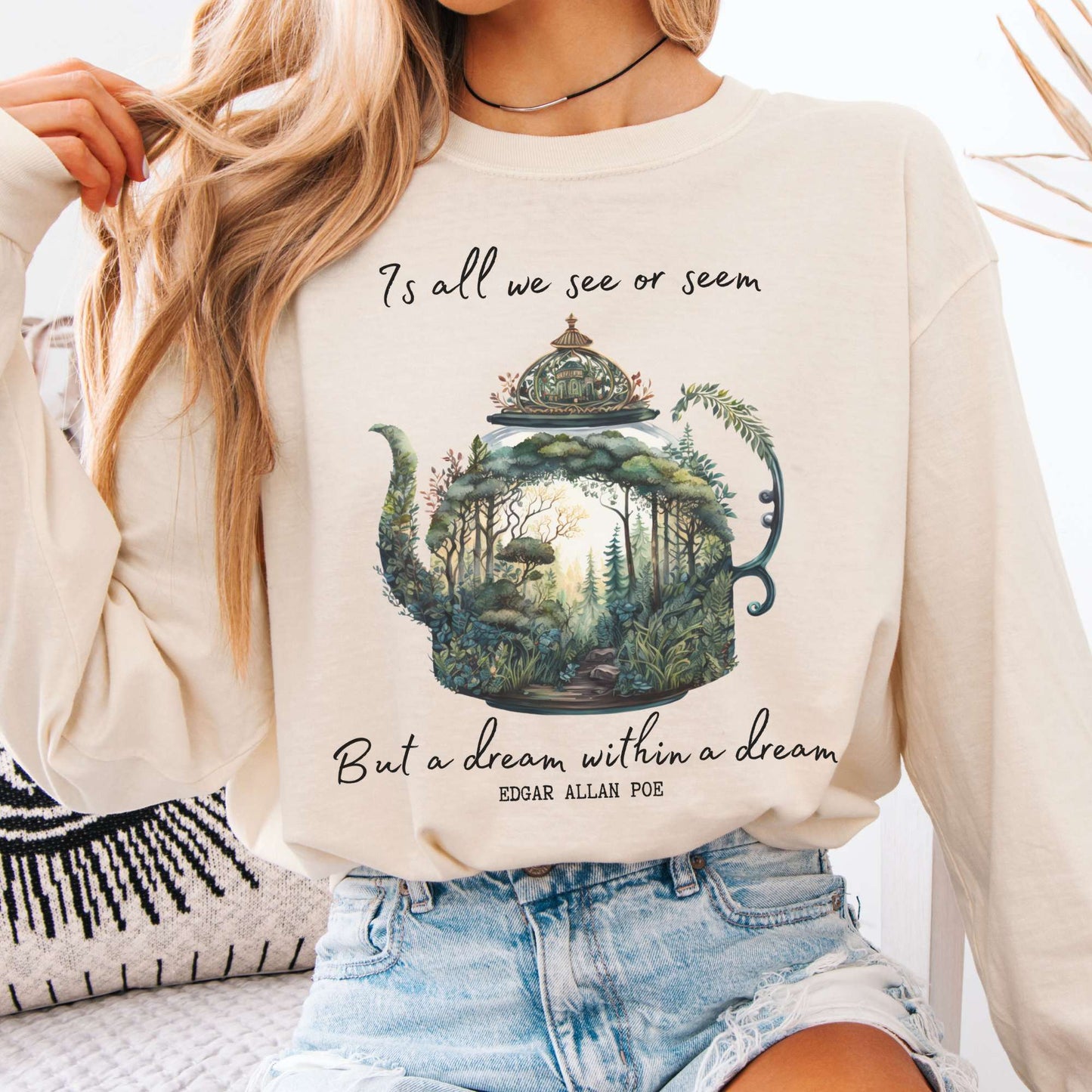 Long-sleeve Ivory / S Dream Within A Dream Poe Long Sleeved Shirt The Mystic Eden