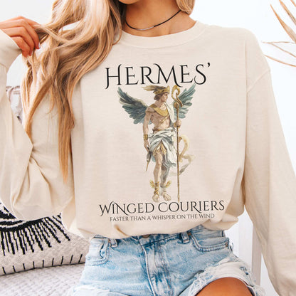 Long-sleeve Ivory / S Hermes' Winged Couriers Mythology Long Sleeve Tee The Mystic Eden
