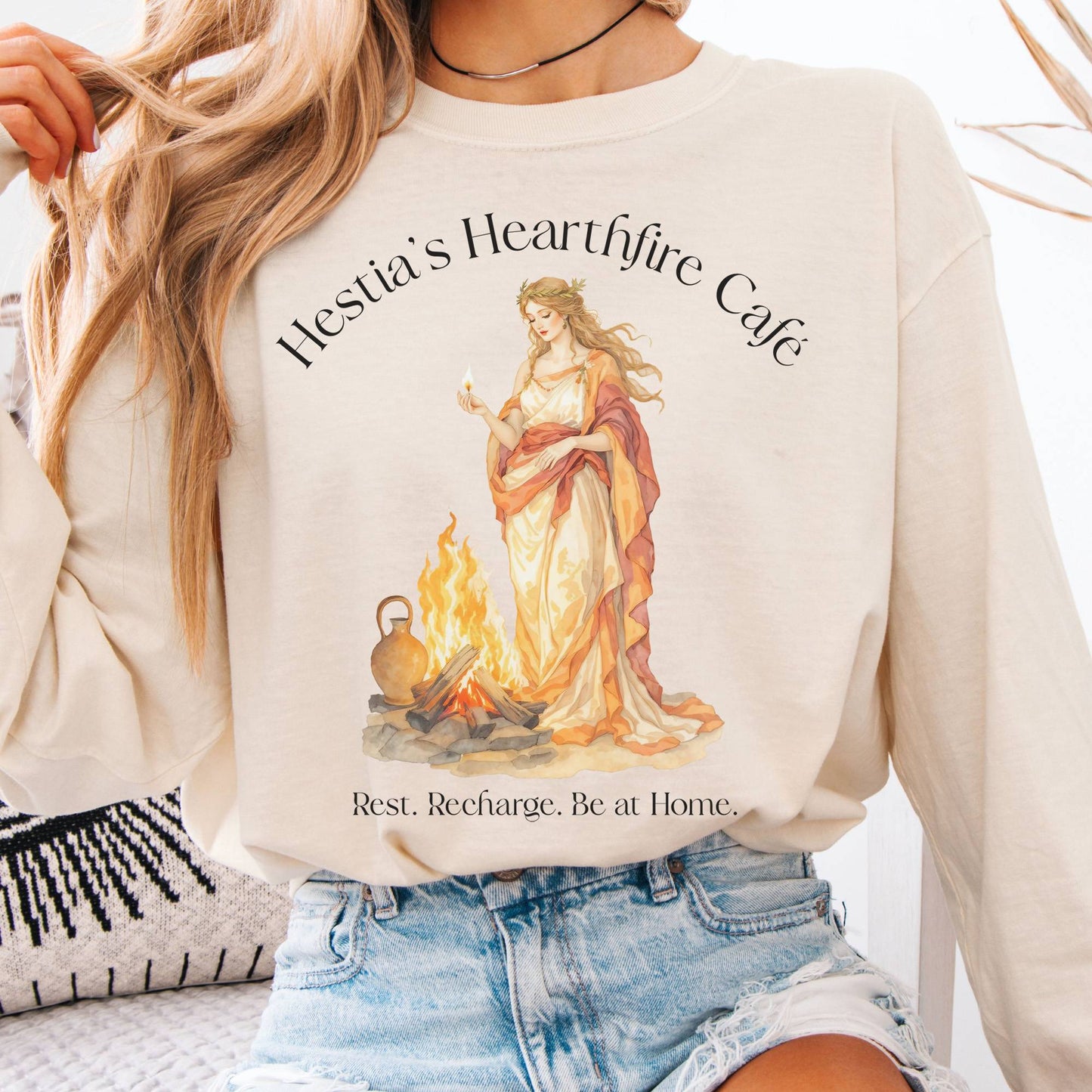 Long-sleeve Ivory / S Hestia’s Hearthfire Café Mythology Long Sleeve The Mystic Eden