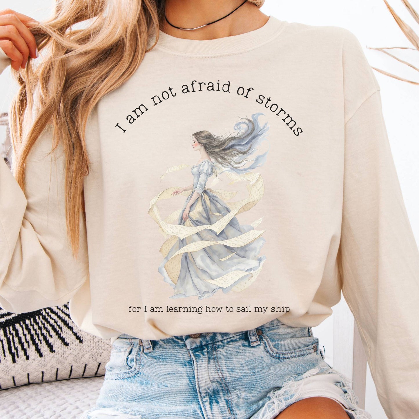 Long-sleeve Ivory / S I Am Not Afraid of Storms Little Women Long Sleeve Tee The Mystic Eden