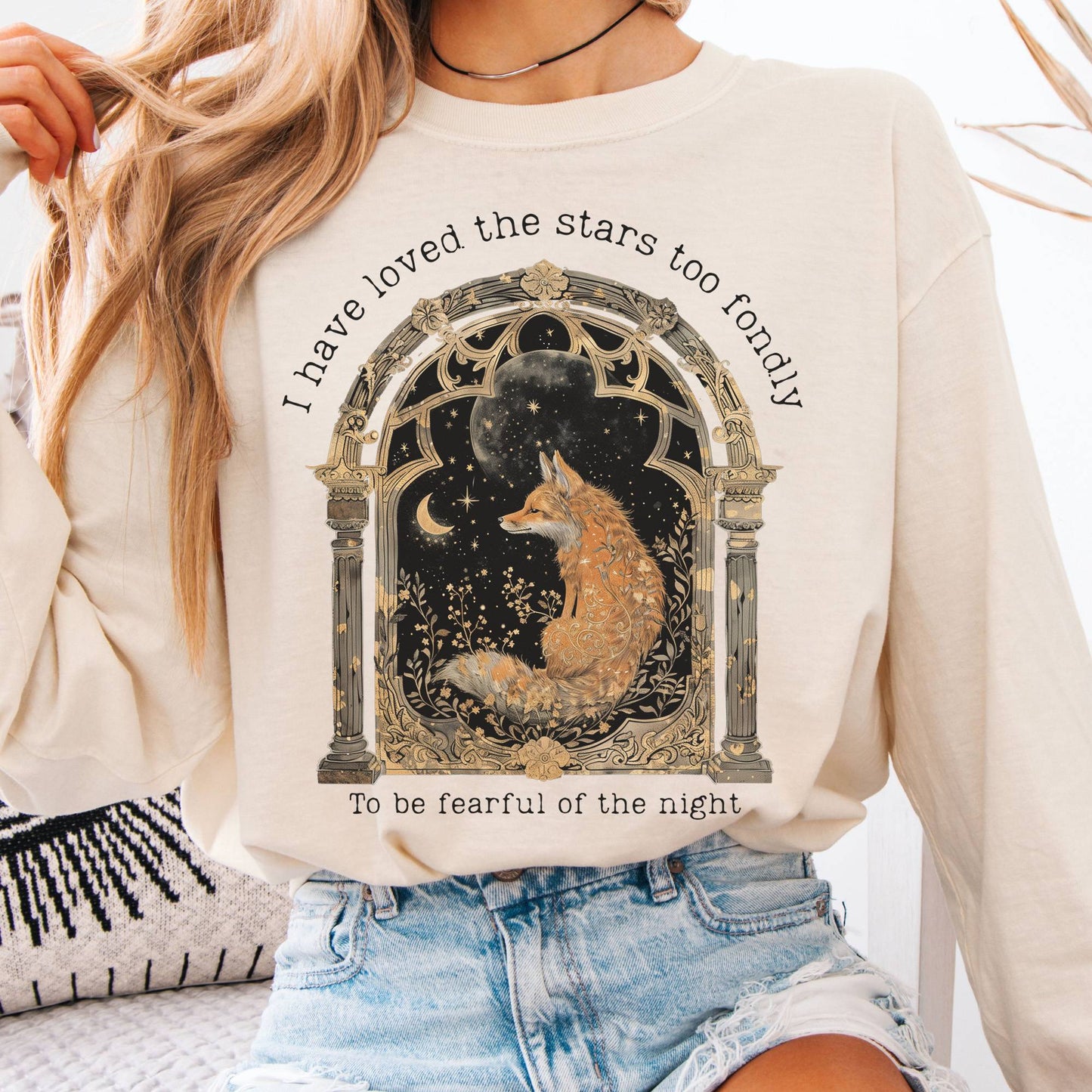Long-sleeve Ivory / S I Have Loved the Stars Too Fondly Sarah Williams Poetry Long Sleeve Tee The Mystic Eden