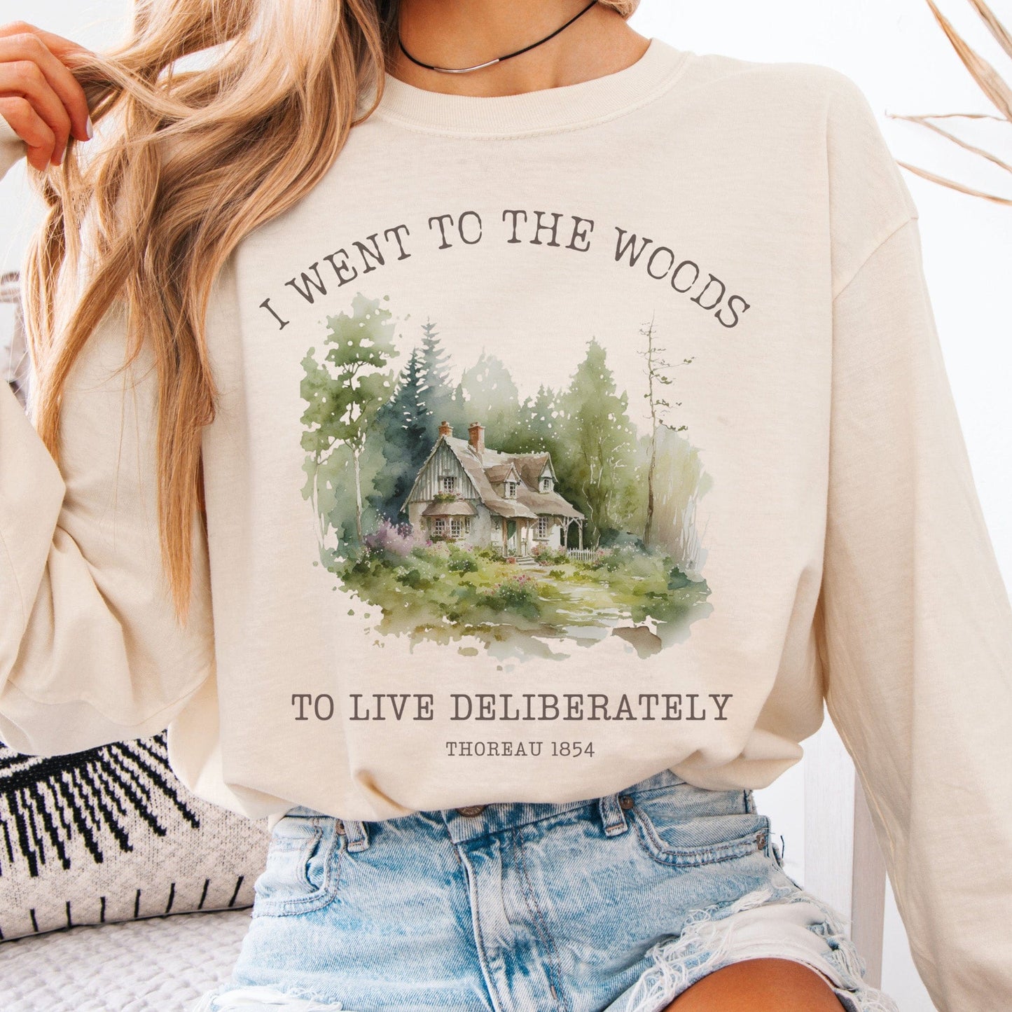 Long-sleeve Ivory / S I Went To the Woods To Live Deliberately Cottage Edition Long Sleeve The Mystic Eden