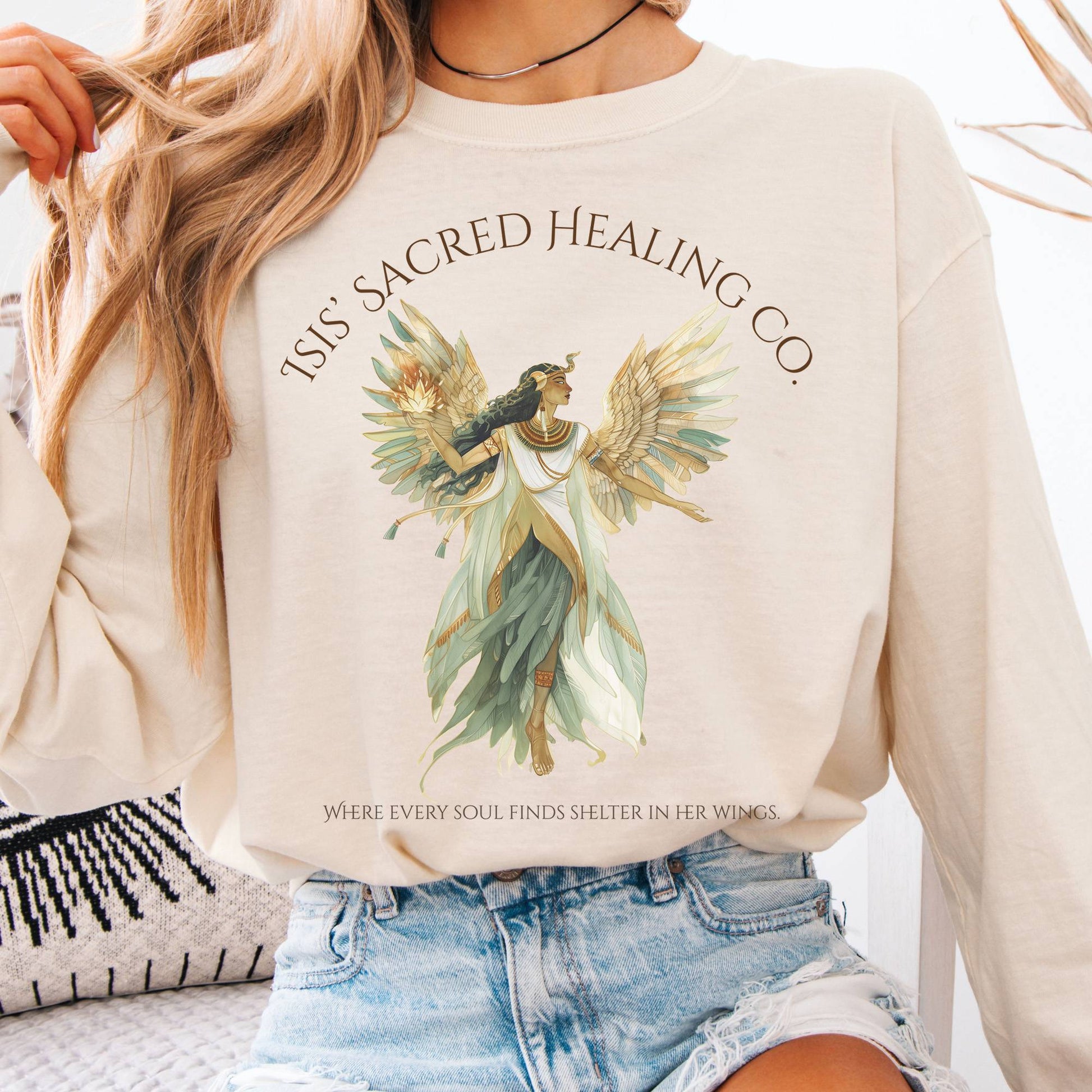 Long-sleeve Ivory / S Isis' Sacred Healing Co Egyptian Mythology Long Sleeve The Mystic Eden