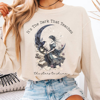 Long-sleeve Ivory / S Its the Dark That Teaches the Stars to Shine Poe Inspired Long Sleeve The Mystic Eden