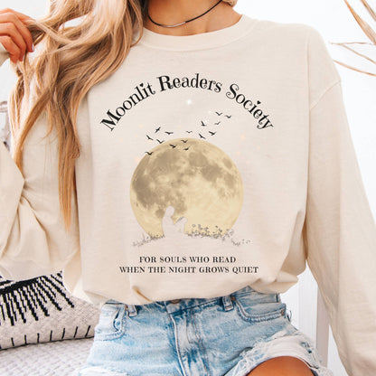 Long-sleeve Ivory / S Moonlit Readers Society Long Sleeve Tee The Mystic Eden