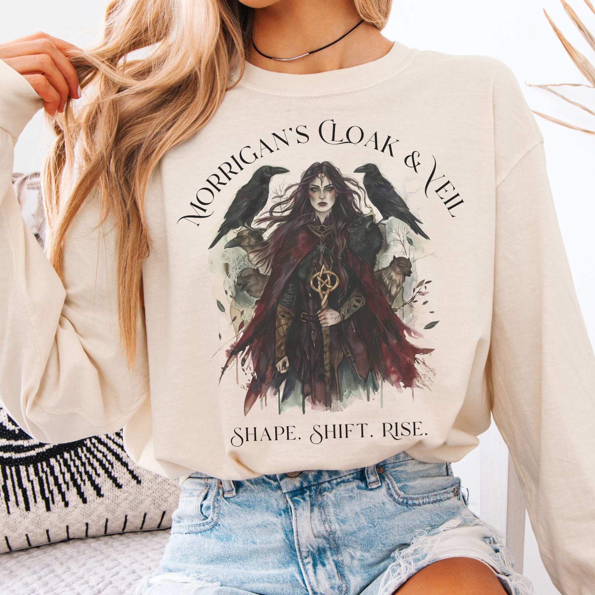 Long-sleeve Ivory / S Morrigan's Cloak & Veil Shape Shift Rise Long Sleeve Shirt The Mystic Eden