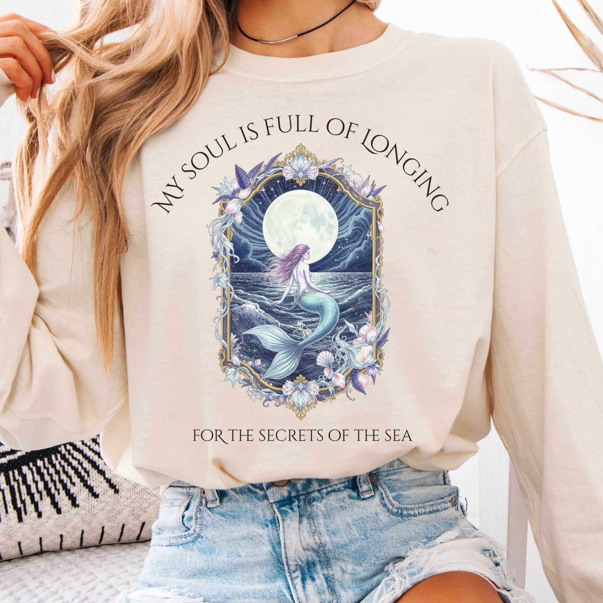 Long-sleeve Ivory / S My Soul Is Full of Longing Long Sleeve Tee The Mystic Eden
