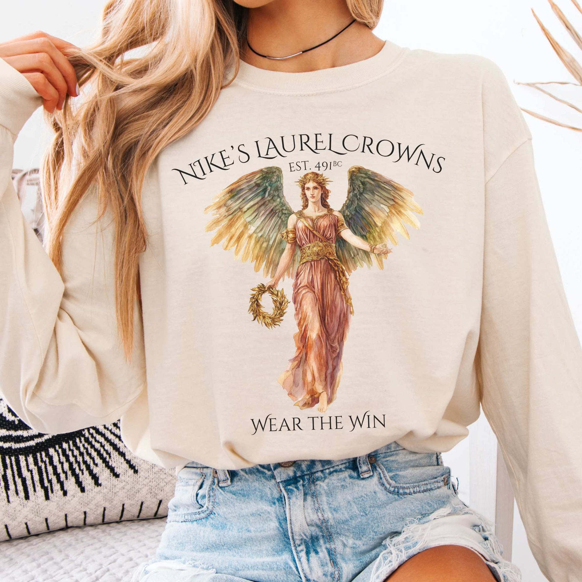 Long-sleeve Ivory / S Nike's Laurel Crowns Goddess Long Sleeve T-Shirt The Mystic Eden
