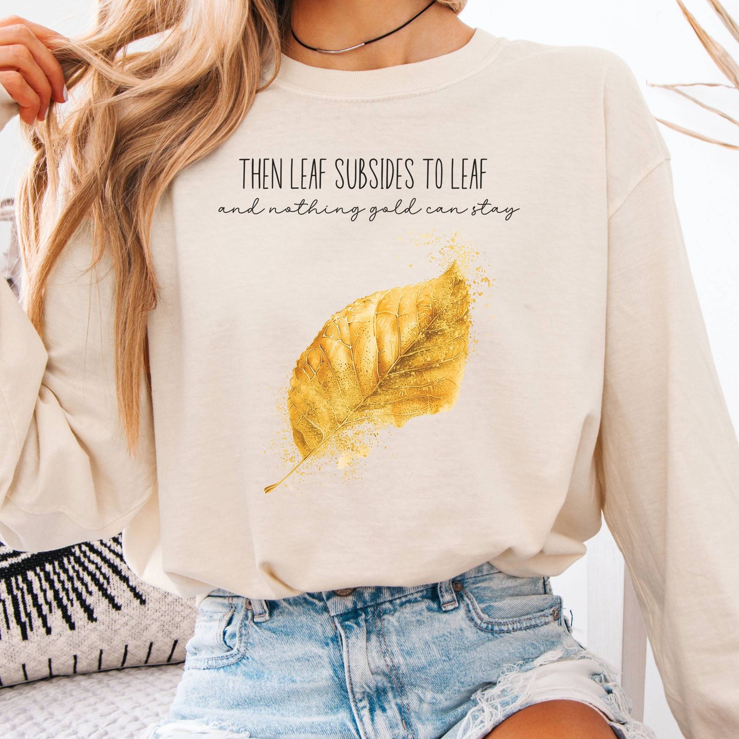 Long-sleeve Ivory / S Nothing Gold Can Stay Robert Frost Long Sleeve Tee The Mystic Eden